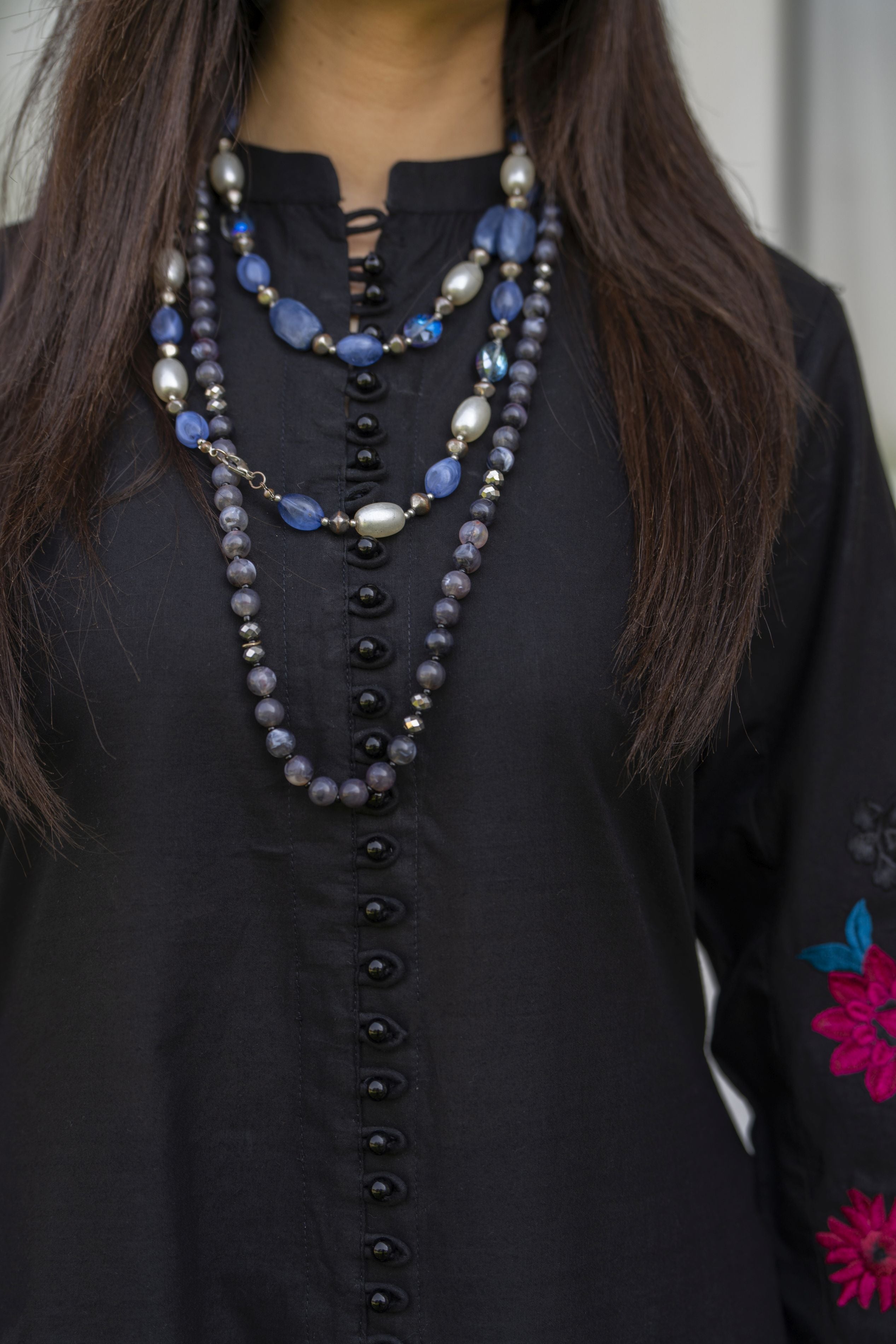 Black Floral Embroidered Cotton 2pc Womenswear Suit | Baarish by Miski BYM1