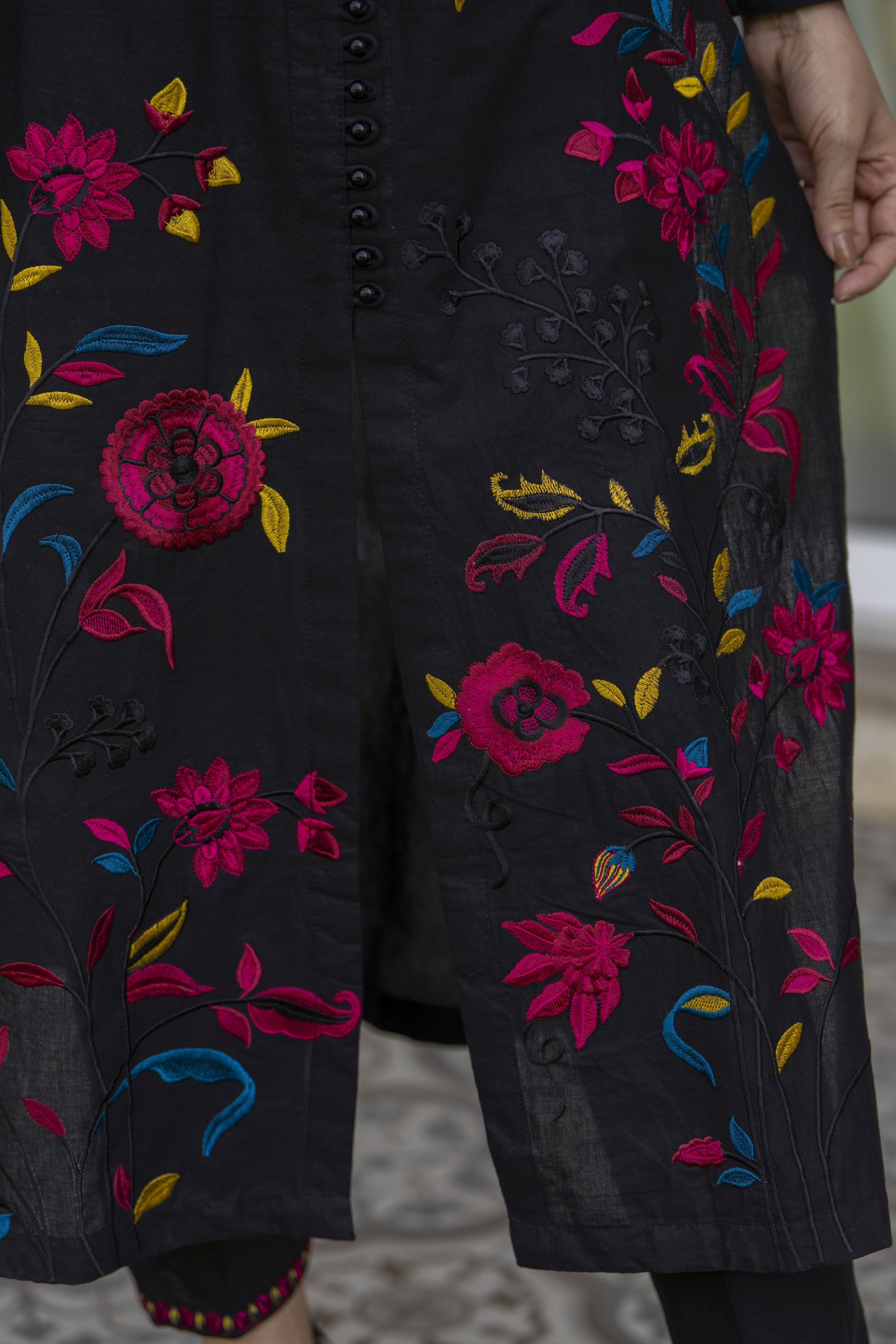 Black Floral Embroidered Cotton 2pc Womenswear Suit | Baarish by Miski BYM1