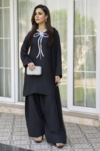 Black Raw Silk Embroidered Farshi Shalwar Set – Chand Sa Libaas by Aleezay | CSLA4