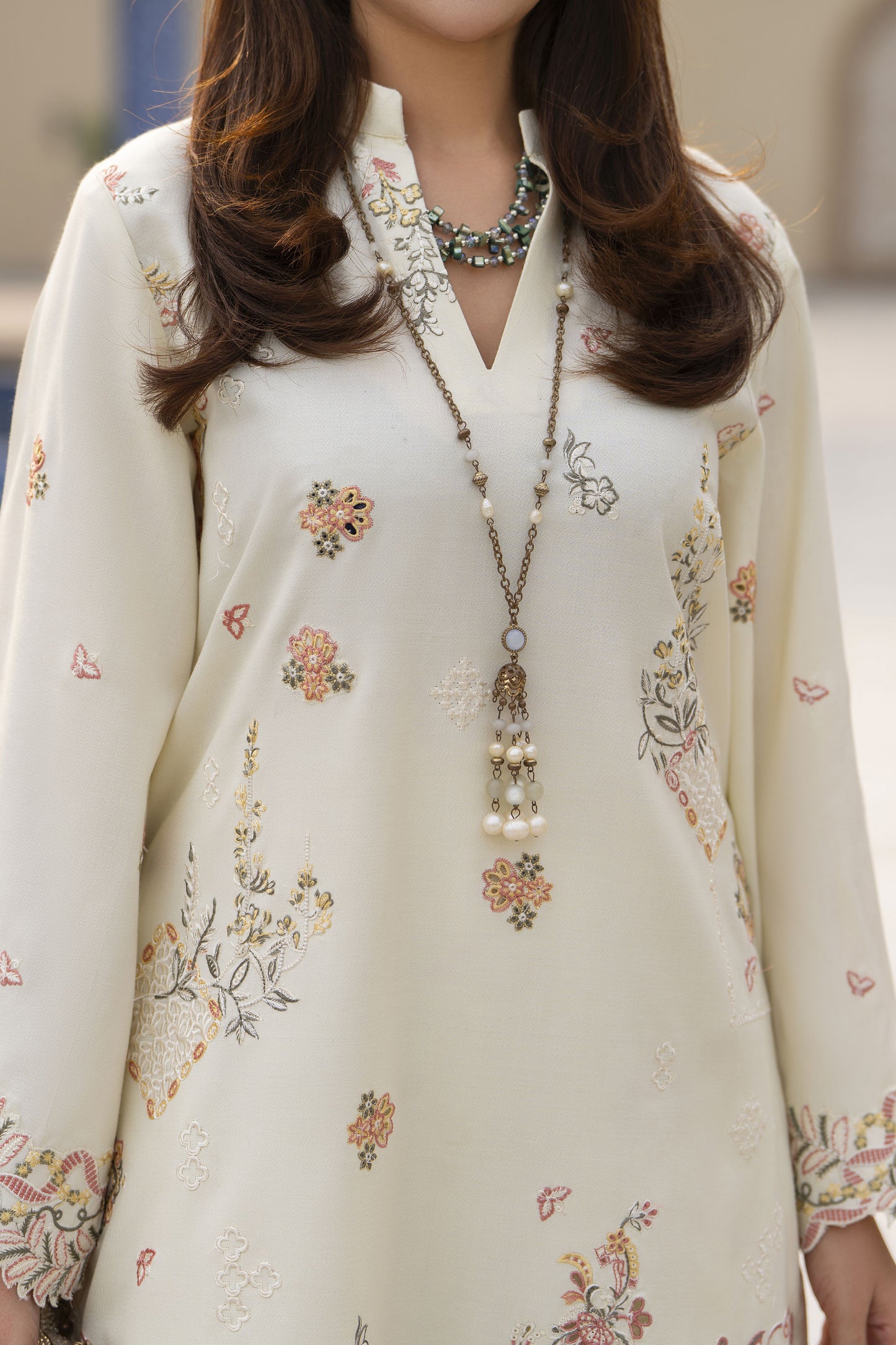 ZWM2 Zimal Winter Muse Ivory Embroidered Dhanak 2pc Ready to Wear