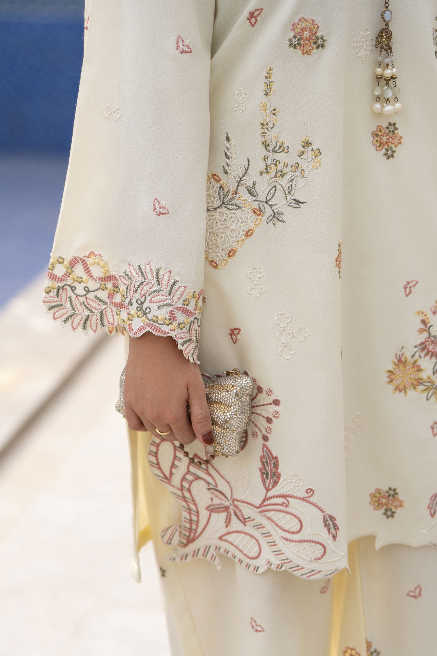 ZWM2 Zimal Winter Muse Ivory Embroidered Dhanak 2pc Ready to Wear