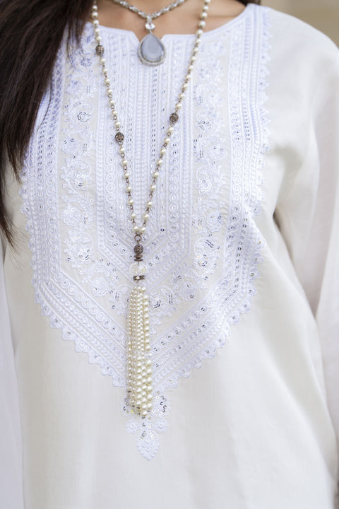 White Embroidered Farshi Set – Chand Sa Libaas by Aleezay | CSLA6