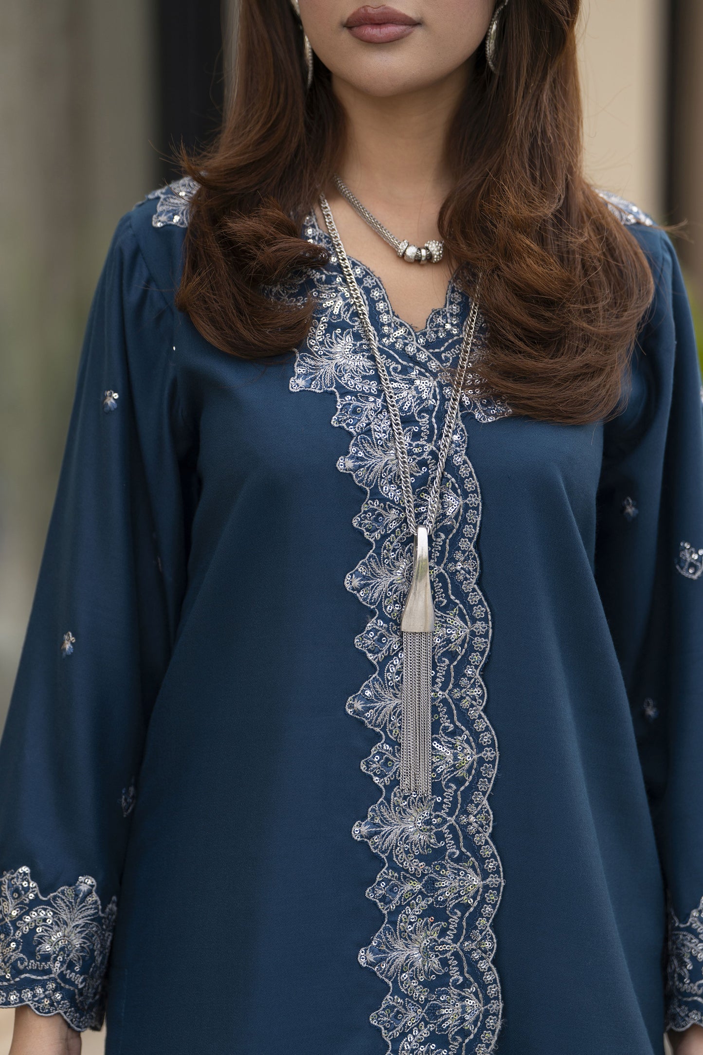 ZWM3 Zimal Winter Muse Deep Teal Embroidered Dhanak 2pc Ready to Wear