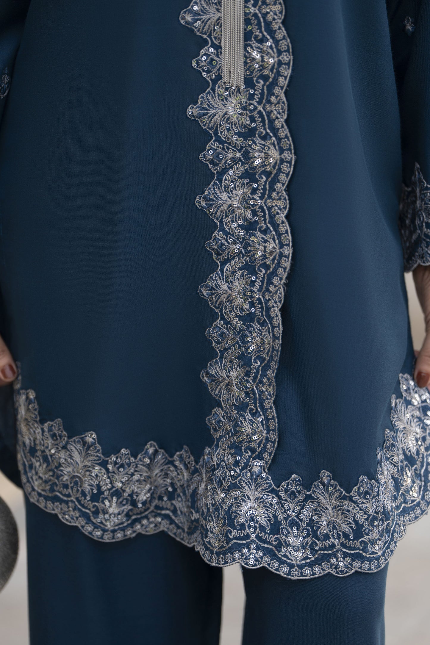 ZWM3 Zimal Winter Muse Deep Teal Embroidered Dhanak 2pc Ready to Wear
