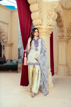 Floral Organza Shirt with Gold Silk Farshi Shalwar – RNK2 | Noorma Kamal