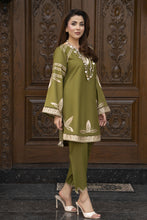 ZWM4 Zimal Winter Muse Olive Green Embroidered Dhanak 2pc Ready to Wear