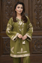ZWM4 Zimal Winter Muse Olive Green Embroidered Dhanak 2pc Ready to Wear