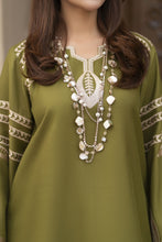 ZWM4 Zimal Winter Muse Olive Green Embroidered Dhanak 2pc Ready to Wear