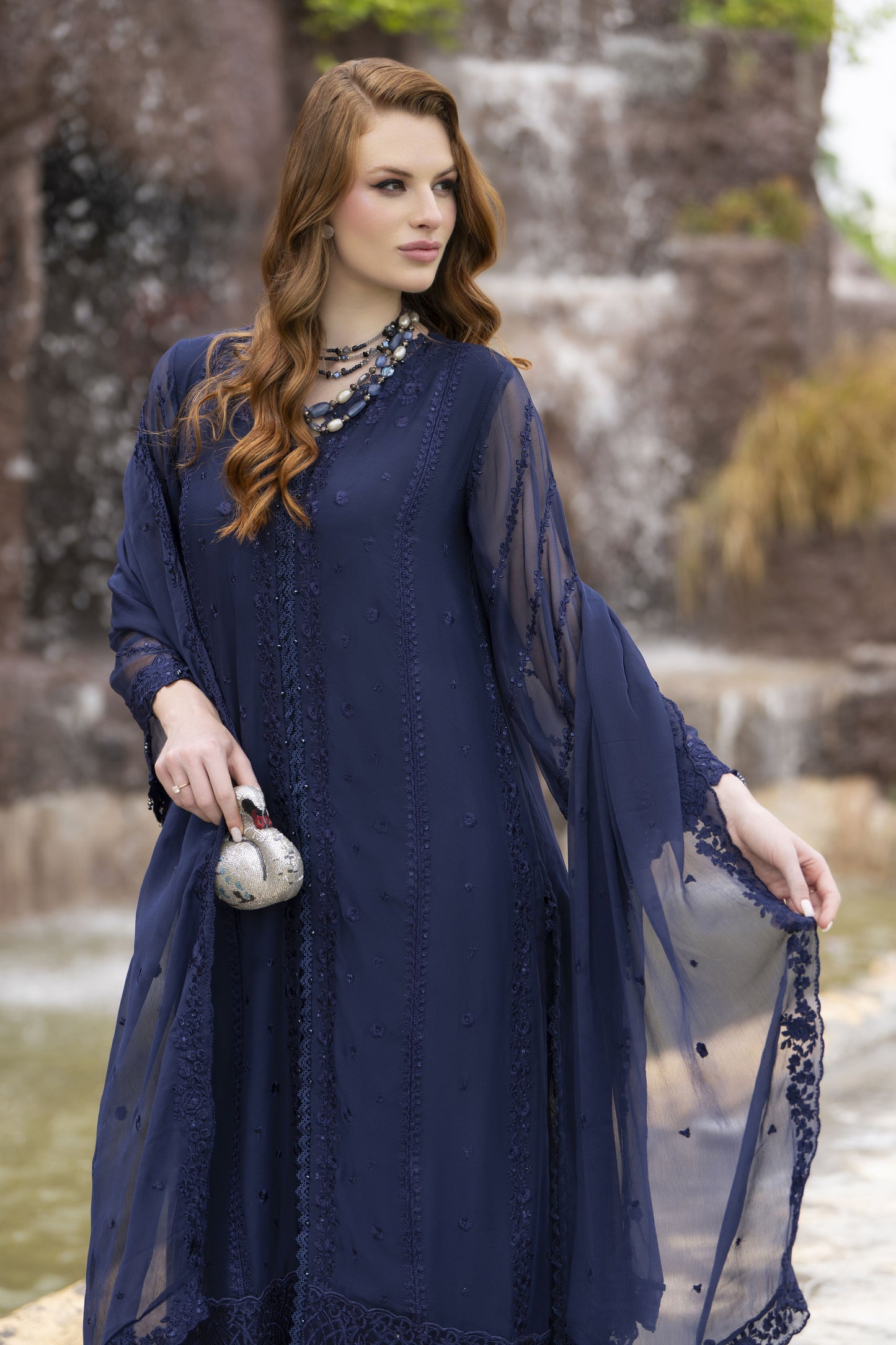 Zaina 3pc Embroidered Chiffon Suit – ZNC8