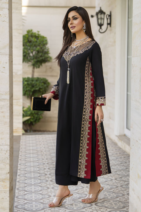 Black Thread & Sequin Embroidered Cotton 2pc Women Suit | Baarish by Miski BYM5