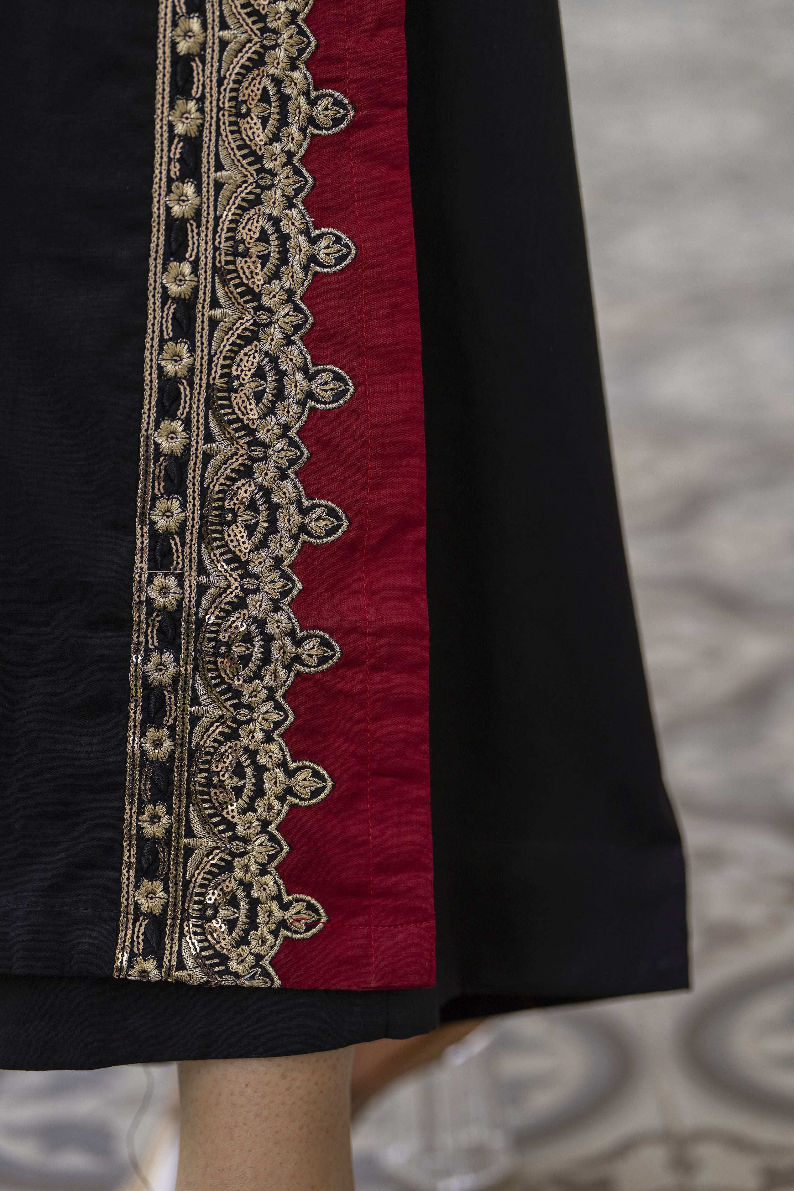 Black Thread & Sequin Embroidered Linen 2pc Women Suit | Baarish by Miski BYM5