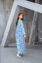NK Everyday Lawn Co-ords – Blue Block Print Style Frock & Trousers Set NKE2