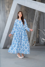 NK Everyday Lawn Co-ords – Blue Block Print Style Frock & Trousers Set NKE2