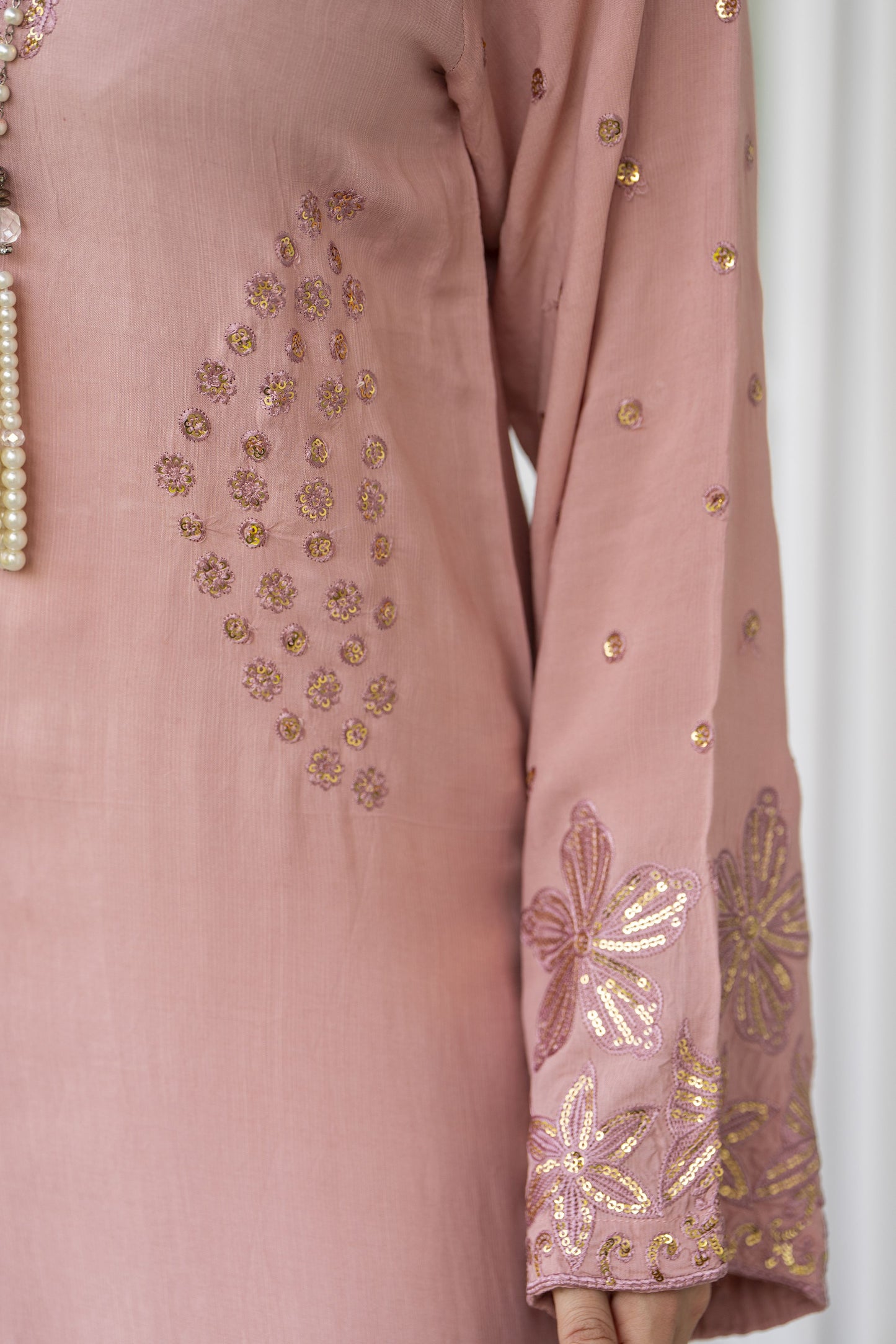 Blush Pink Raw Silk Embroidered Dress – Chand Sa Libaas by Aleezay | CSLA1