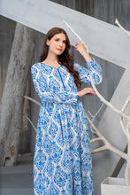 NK Everyday Lawn Co-ords – Blue Block Print Style Frock & Trousers Set NKE2