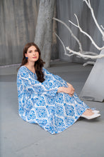 NK Everyday Lawn Co-ords – Blue Block Print Style Frock & Trousers Set NKE2