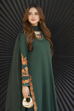 Bottle Green Embroidered 3pc Linen Pakistani Dress Linen Aura by Miski LAM5