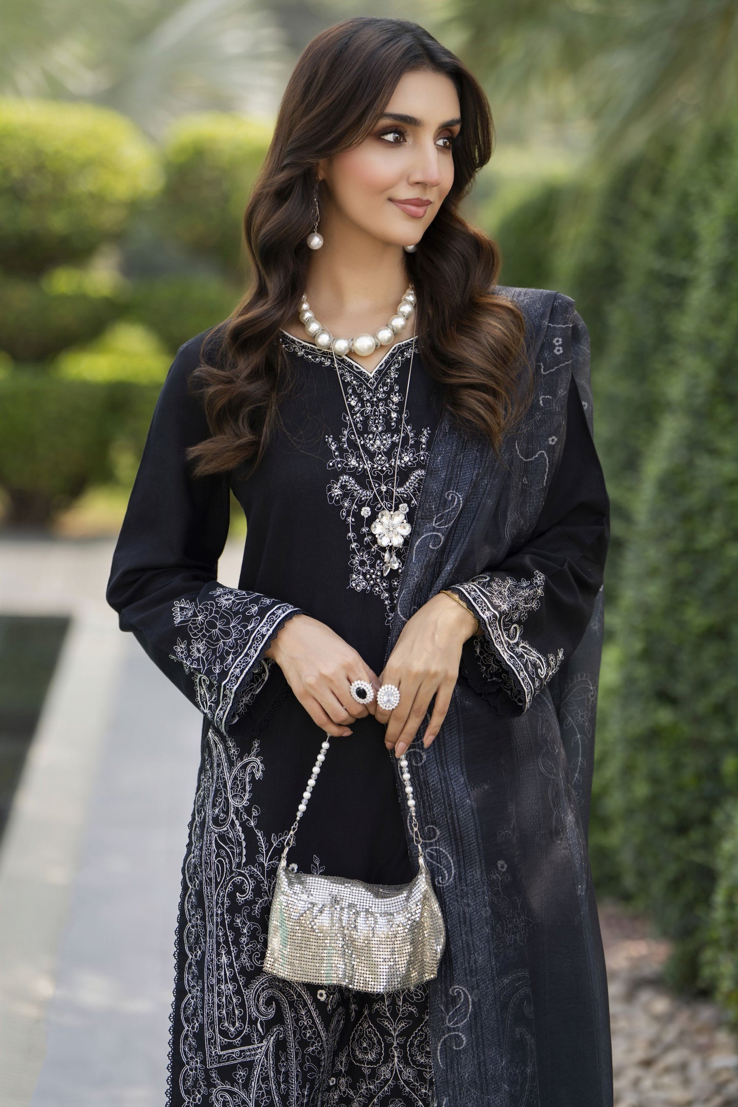 Zaiwa Winterlite 3Pc Khaddar Embroidered & Handwork Black Suit ZWL12