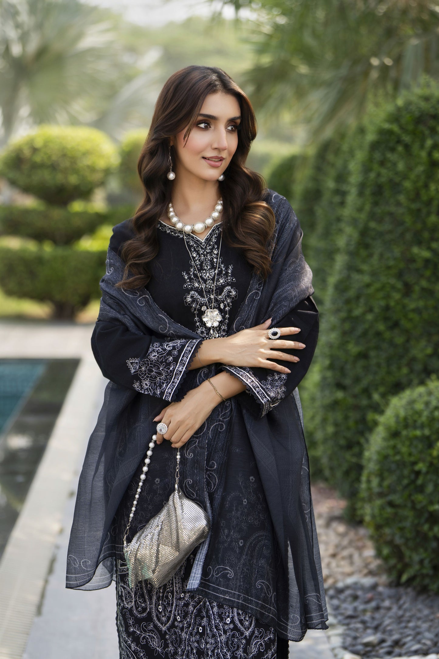 Zaiwa Winterlite 3Pc Khaddar Embroidered & Handwork Black Suit ZWL12
