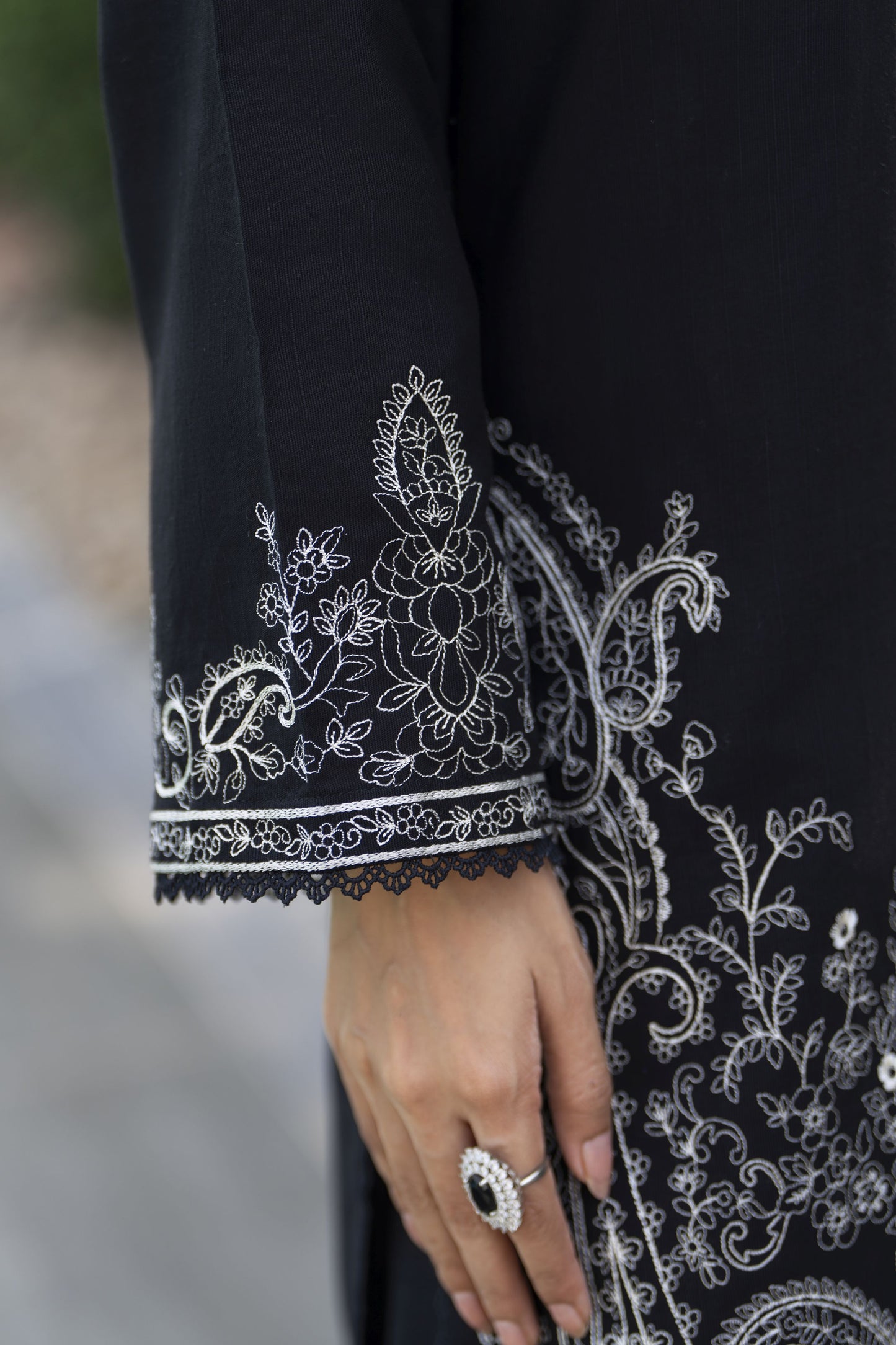 Zaiwa Winterlite 3Pc Khaddar Embroidered & Handwork Black Suit ZWL12