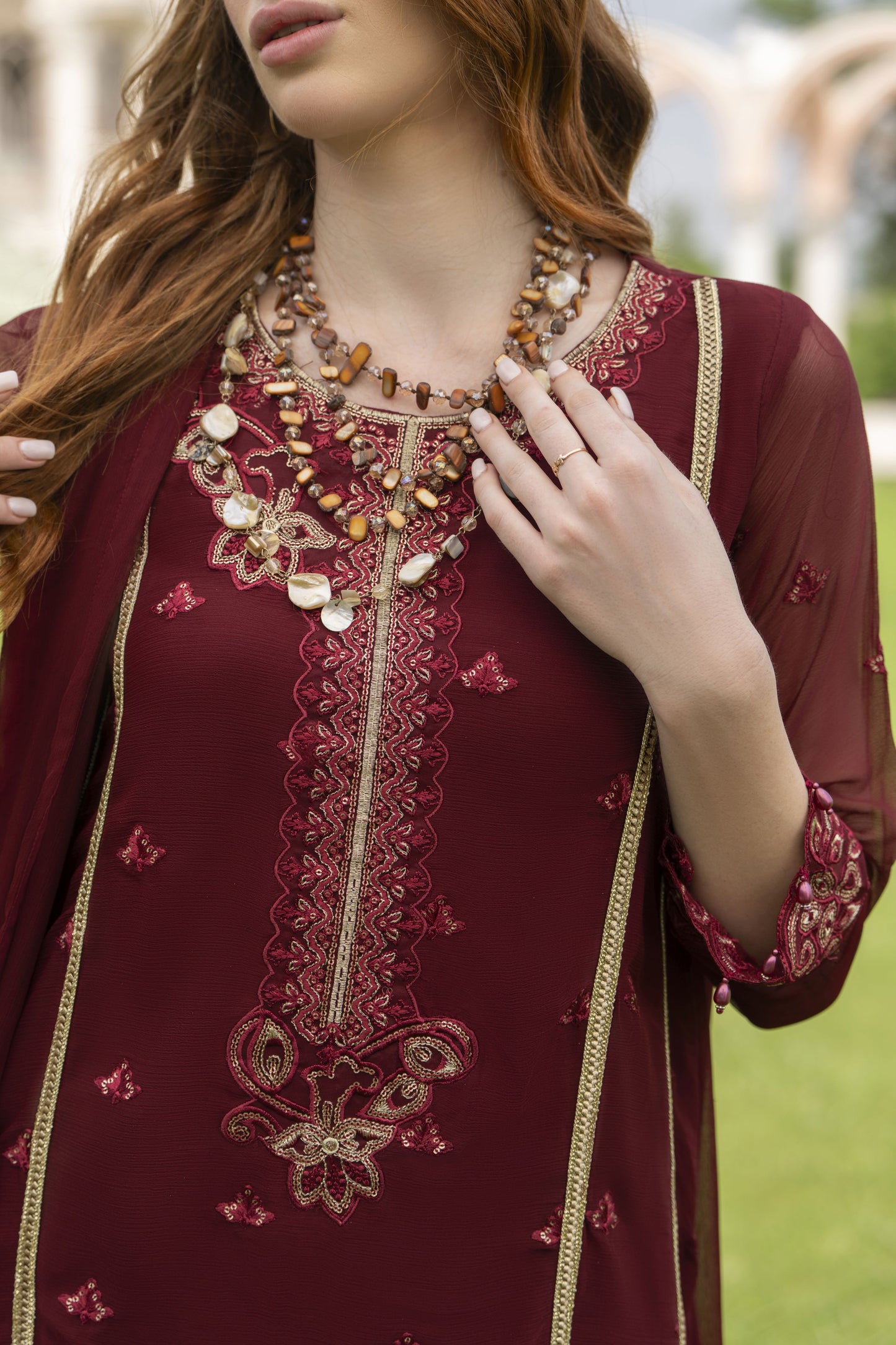 Zaina 3pc Embroidered Chiffon Suit – ZNC2
