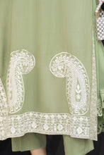 Pistachio Green Embroidered 3pc Linen Dress – Linen Aura by Miski LAM8
