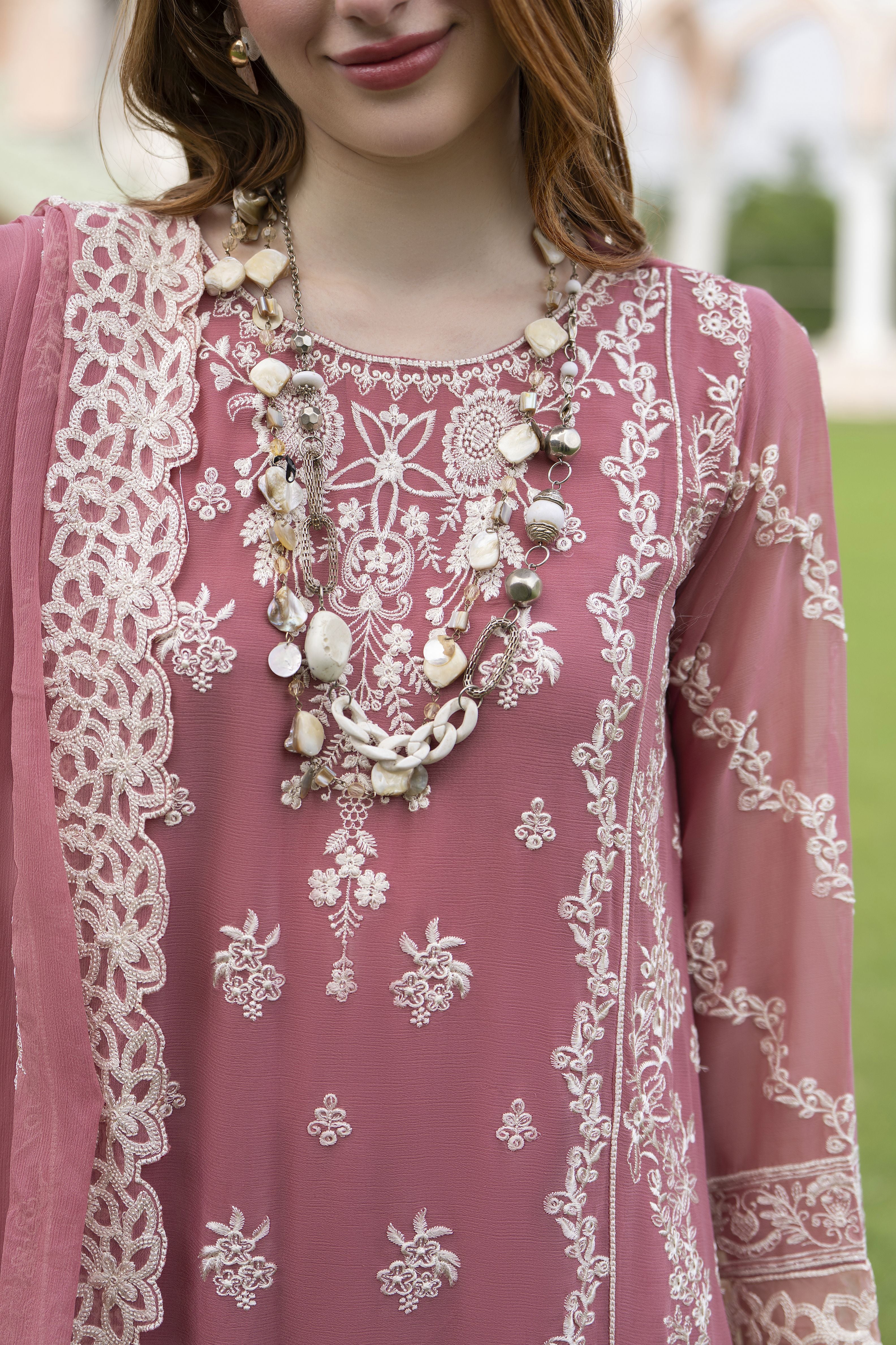 Zaina 3pc Embroidered Chiffon Suit – ZNC7