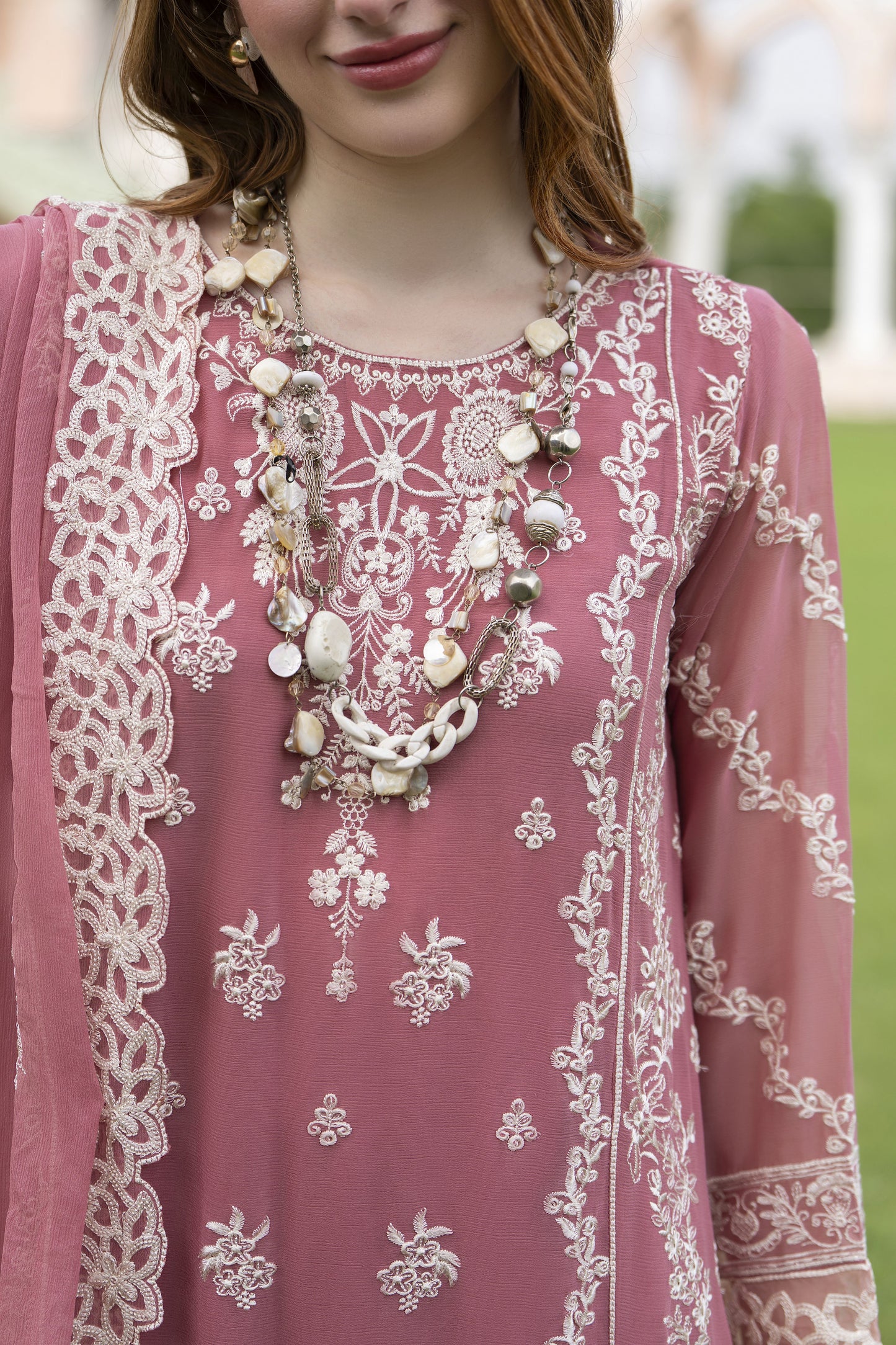 Zaina 3pc Embroidered Chiffon Suit – ZNC7