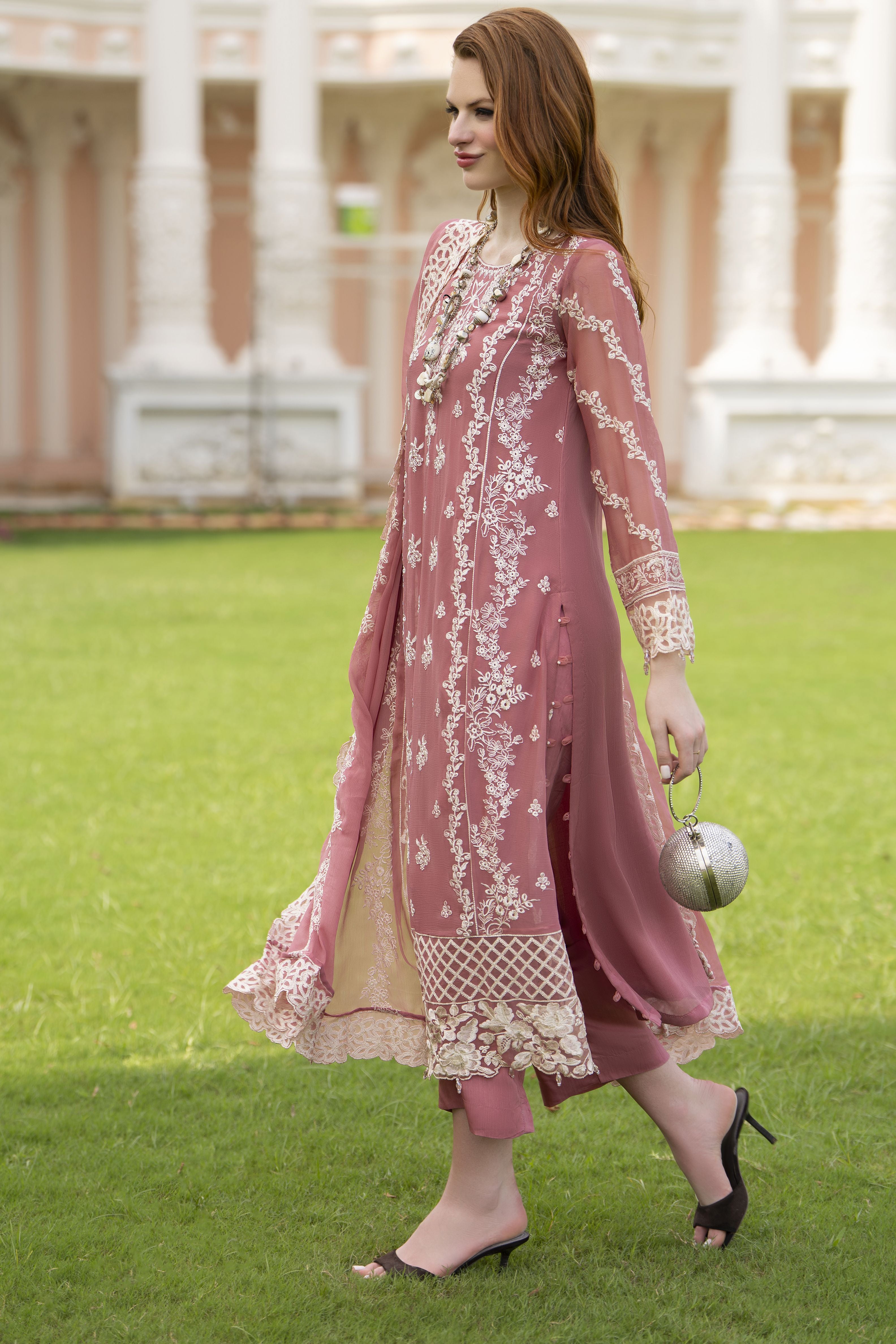 Zaina 3pc Embroidered Chiffon Suit – ZNC7