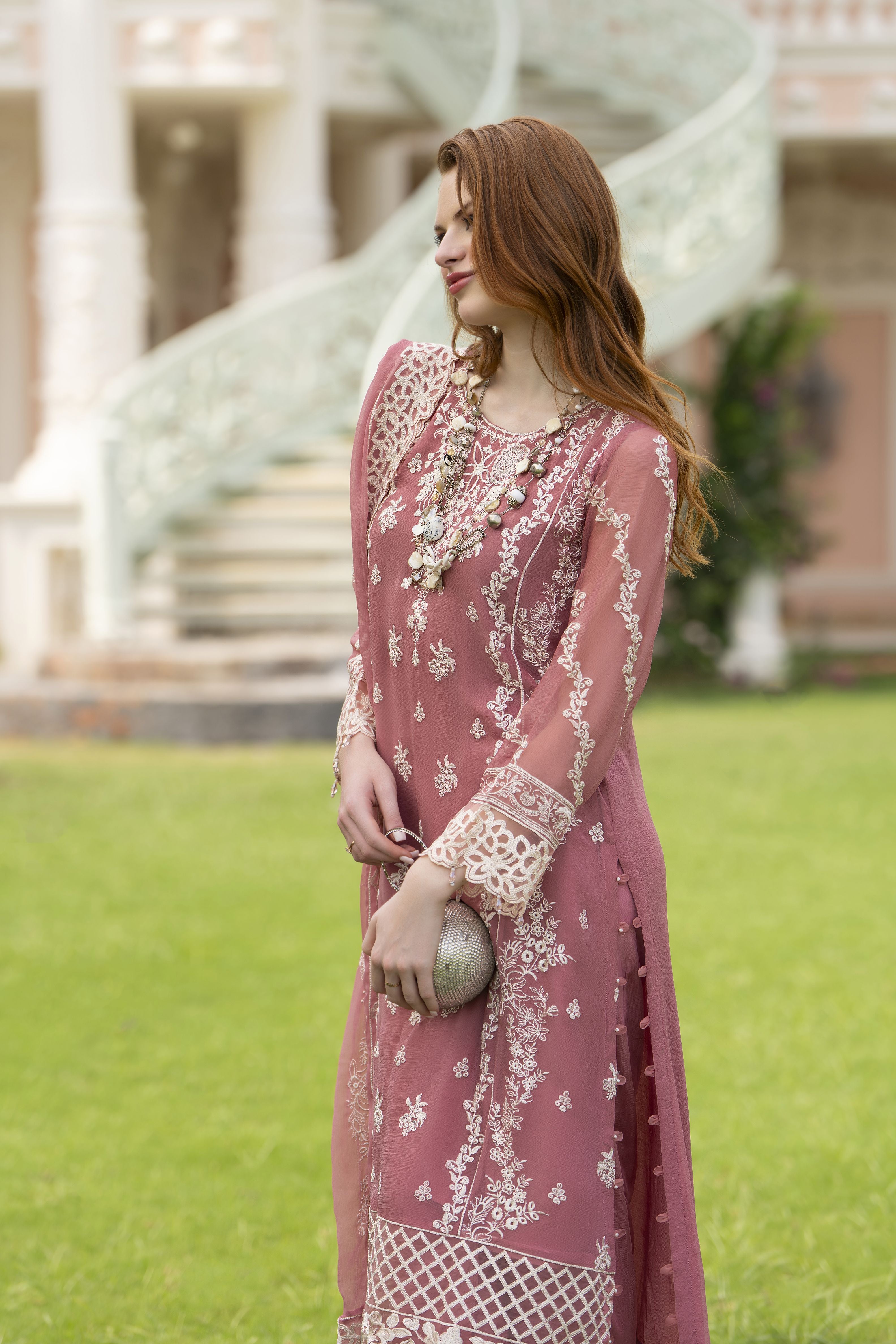 Zaina 3pc Embroidered Chiffon Suit – ZNC7