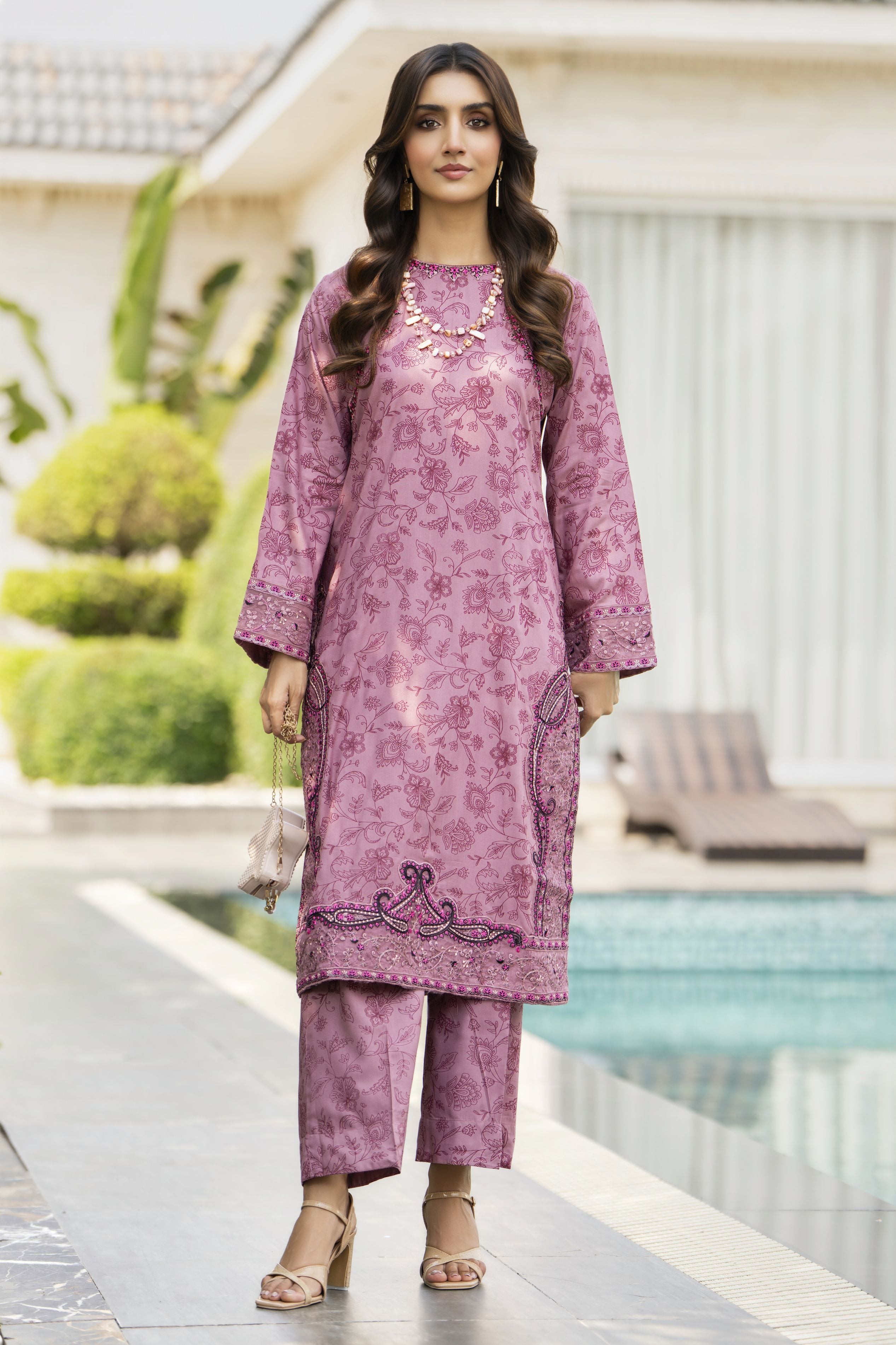 Zaiwa Winterlite 2Pc Printed Linen Embroidered Casual Suit ZWL7