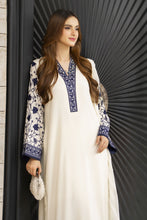 Ivory Blue Embroidered 3pc Linen Pakistani Dress – Linen Aura by Miski LAM6