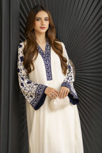 Ivory Blue Embroidered 3pc Linen Pakistani Dress – Linen Aura by Miski LAM6