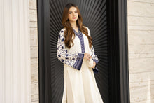 Ivory Blue Embroidered 3pc Linen Pakistani Dress – Linen Aura by Miski LAM6