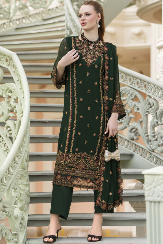 Zaina 3pc Embroidered Chiffon Suit – ZNC4