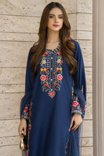 Navy Blue Embroidered 3pc Pakistani Dress Linen Womenswear Aura by Miski LAM3