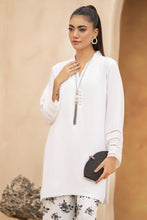 White Solid and Printed Linen 2pc Ready to Wear Dress by Gul Warun LDG6