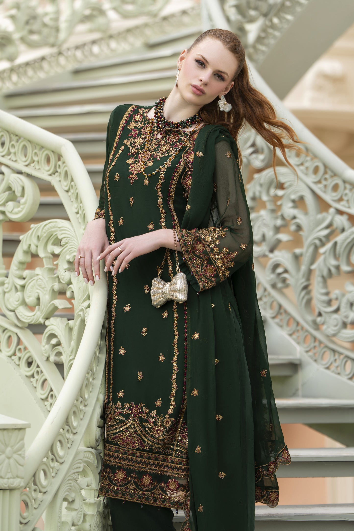 Zaina 3pc Embroidered Chiffon Suit – ZNC4