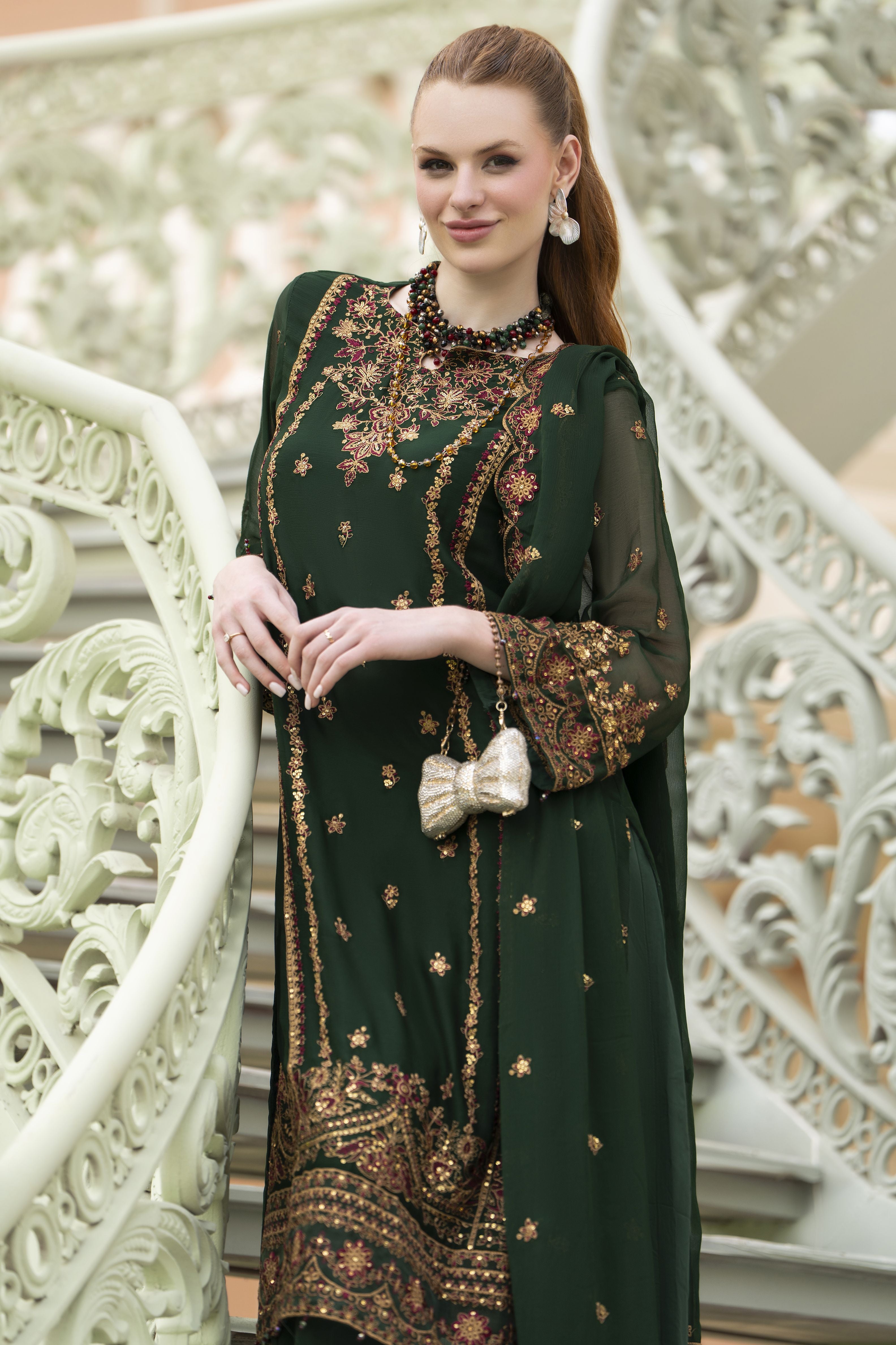 Zaina 3pc Embroidered Chiffon Suit – ZNC4