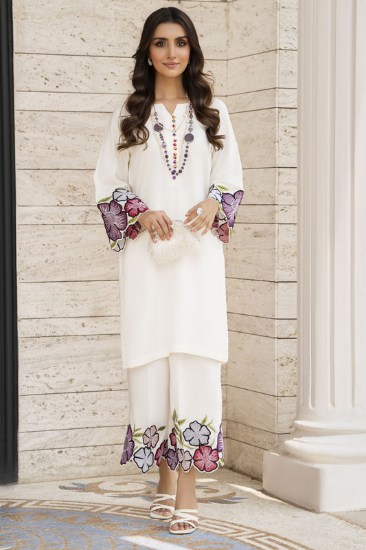 Zaiwa Winterlite 2Pc Linen Embroidered Off White Suit ZWL11