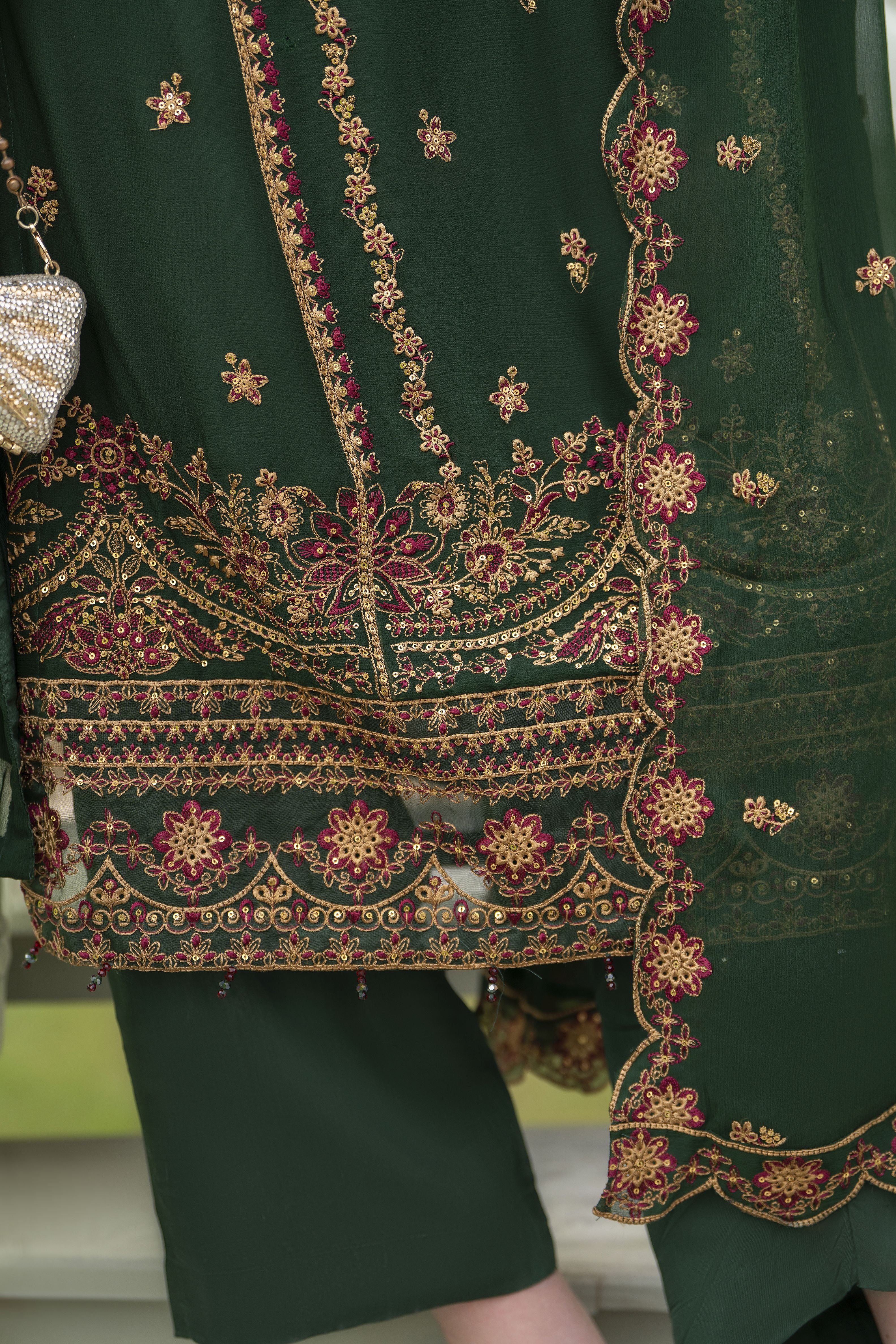 Zaina 3pc Embroidered Chiffon Suit – ZNC4