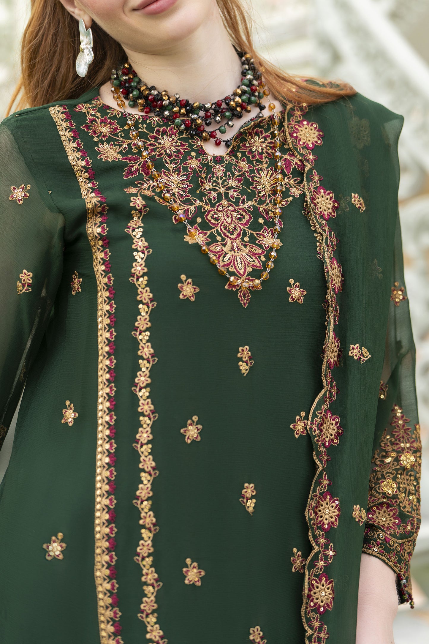Zaina 3pc Embroidered Chiffon Suit – ZNC4