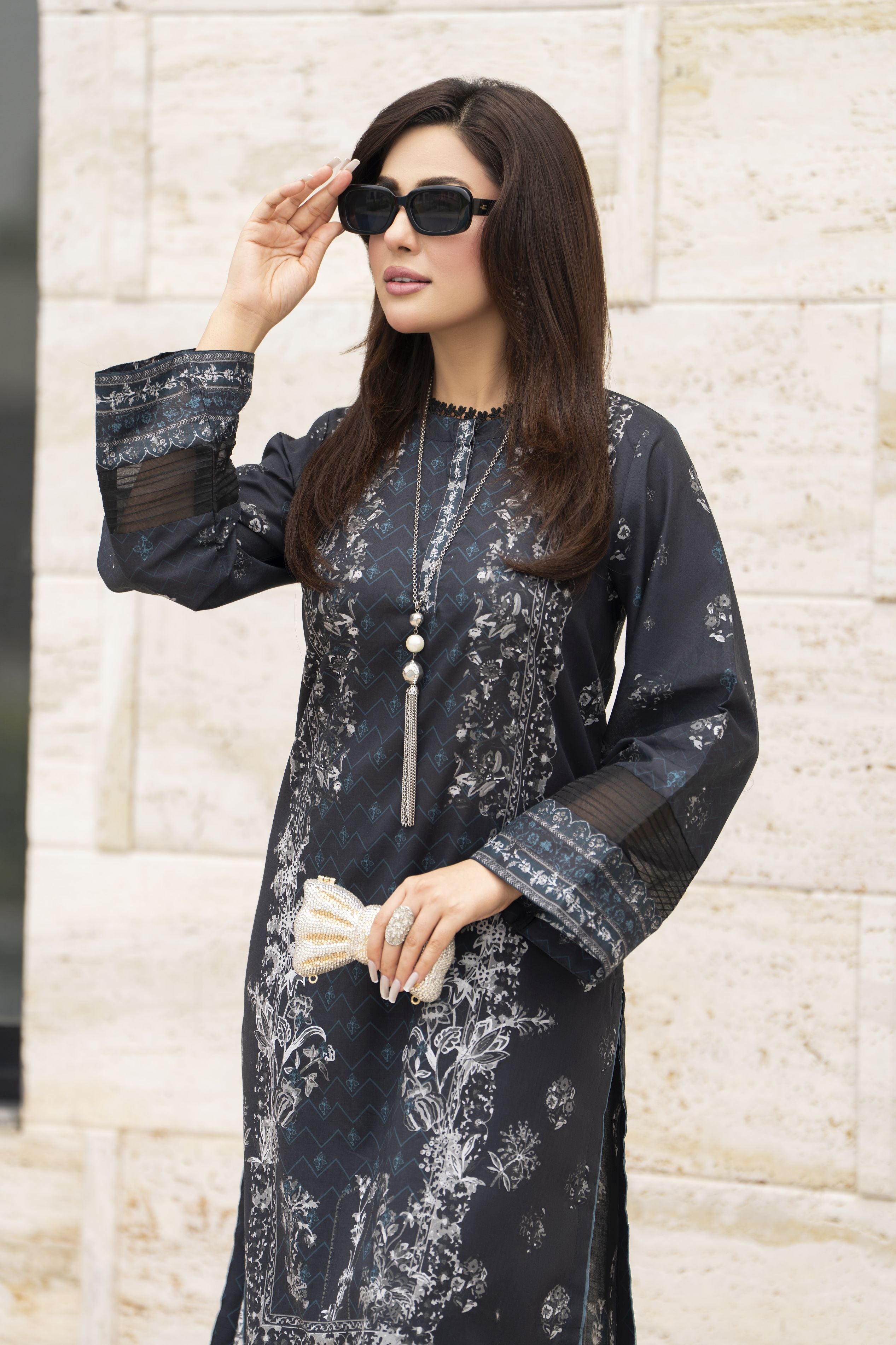 Dawn Petals by Sahar Black Printed Co-ord Set DPS8