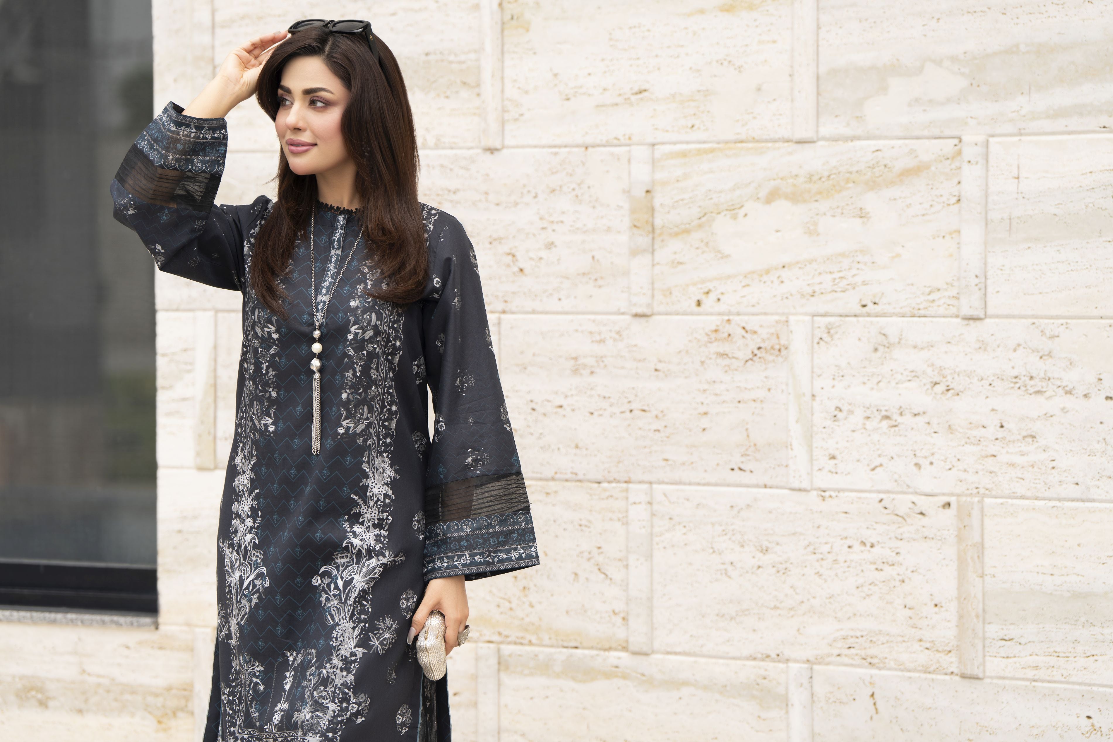 Dawn Petals by Sahar Black Printed Co-ord Set DPS8