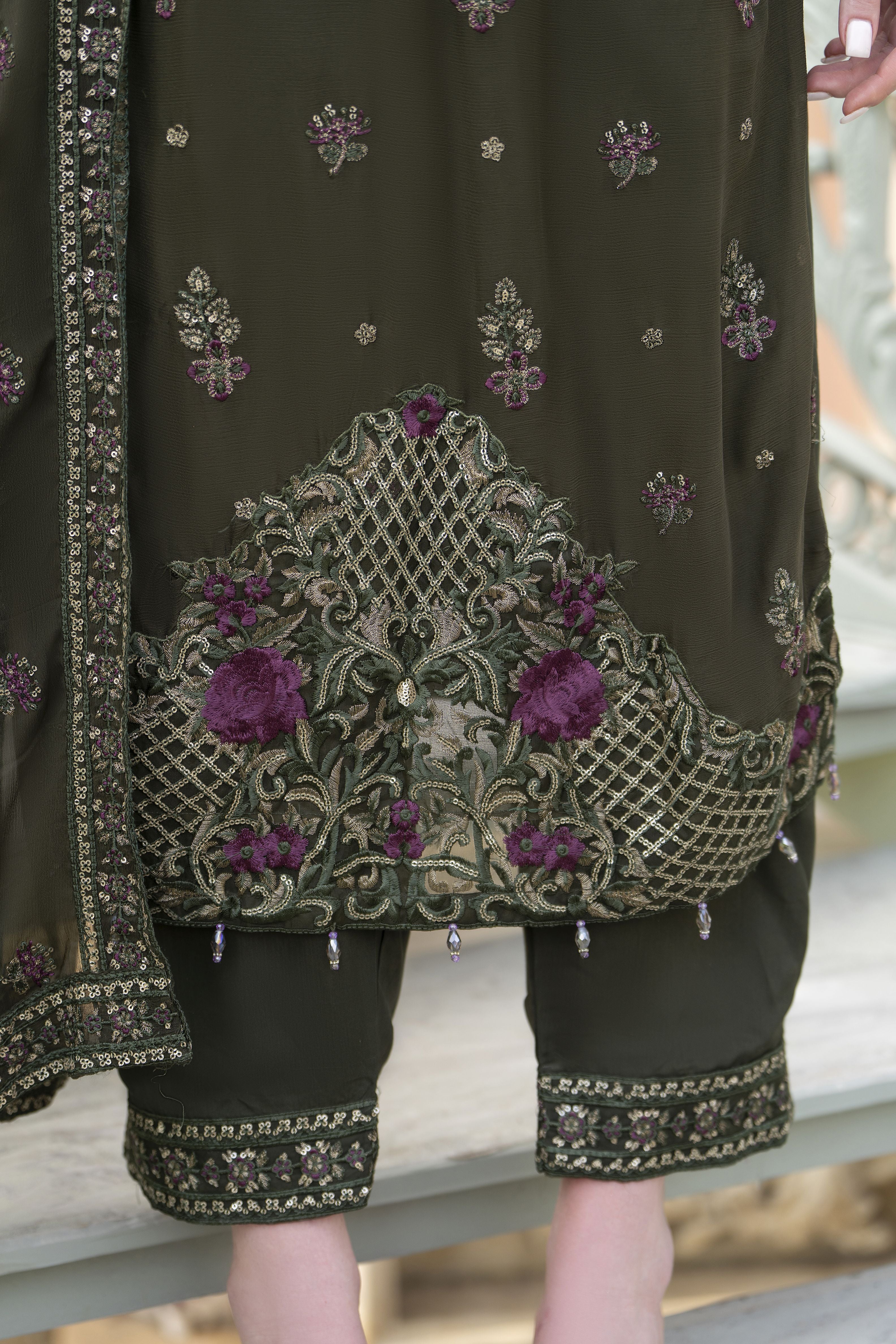 Zaina 3pc Embroidered Chiffon Suit – ZNC9
