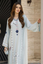 Ice Blue Embroidered 3pc Linen Pakistani Dress - Linen Aura by Miski LAM4