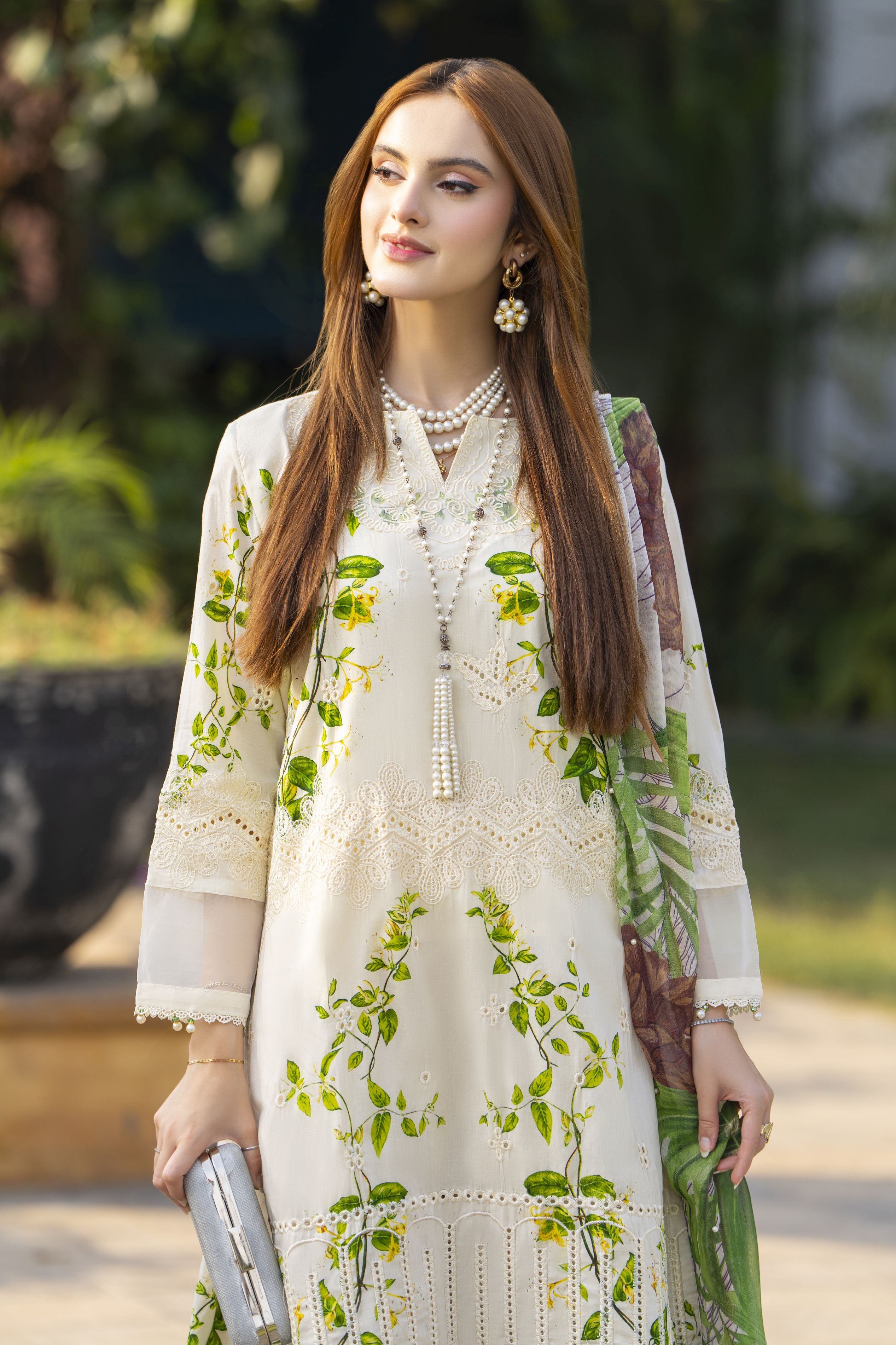 Ivory Chikankari 3pc Lawn Suit Rangrez by Sakeena Hasan RBS4