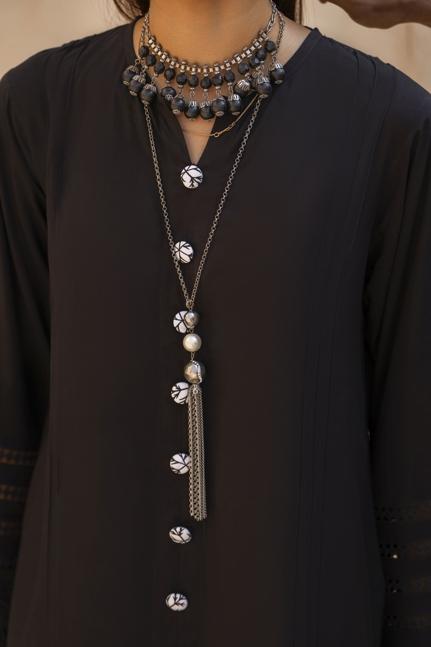 Black Solid and Printed Linen 2pc Ready to Wear Dress by Gul Warun LDG10