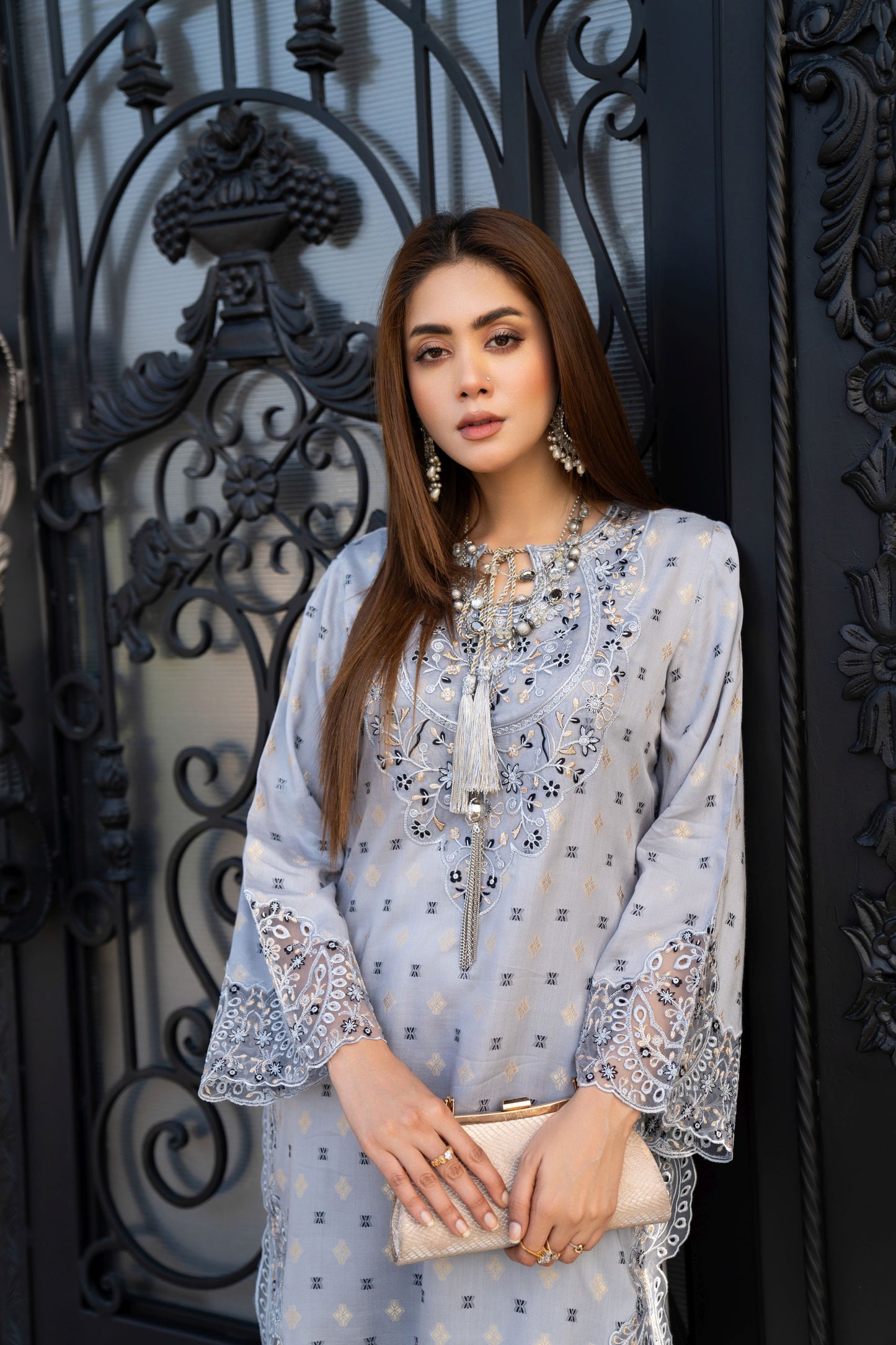 Vogue Vistas Linen Embroidered Dress by Zaiwa ZB4
