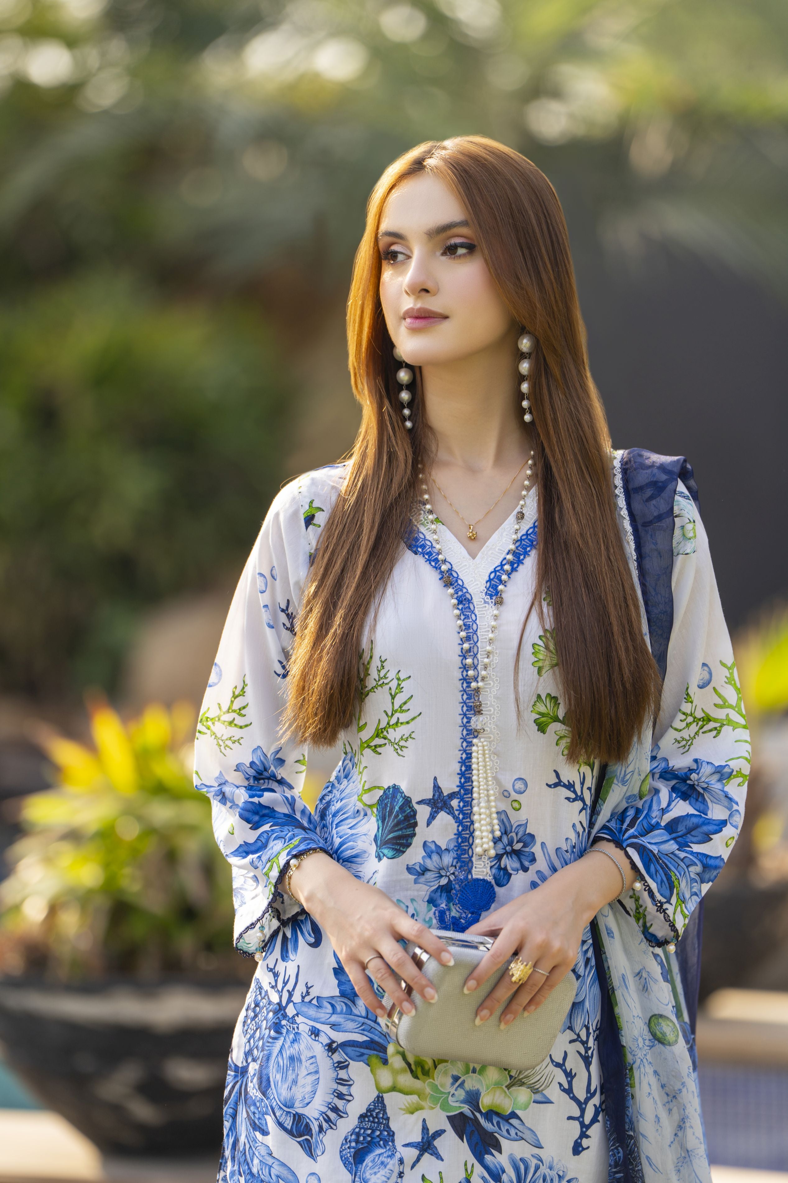 White & Blue Marine-Inspired Lawn Farshi Suit Rangrez by Sakeena Hasan RBS9